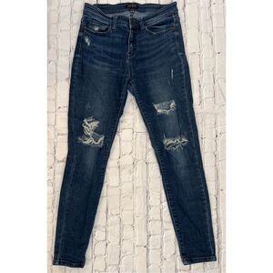 Judy Blue Women's 29 Distressed Skinny Jeans Dark Wash Stretchy Denim Classic